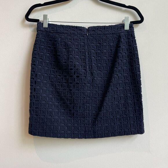 J. Crew Cotton Navy Eyelet Mini Skirt - Size O - Picture 2 of 9